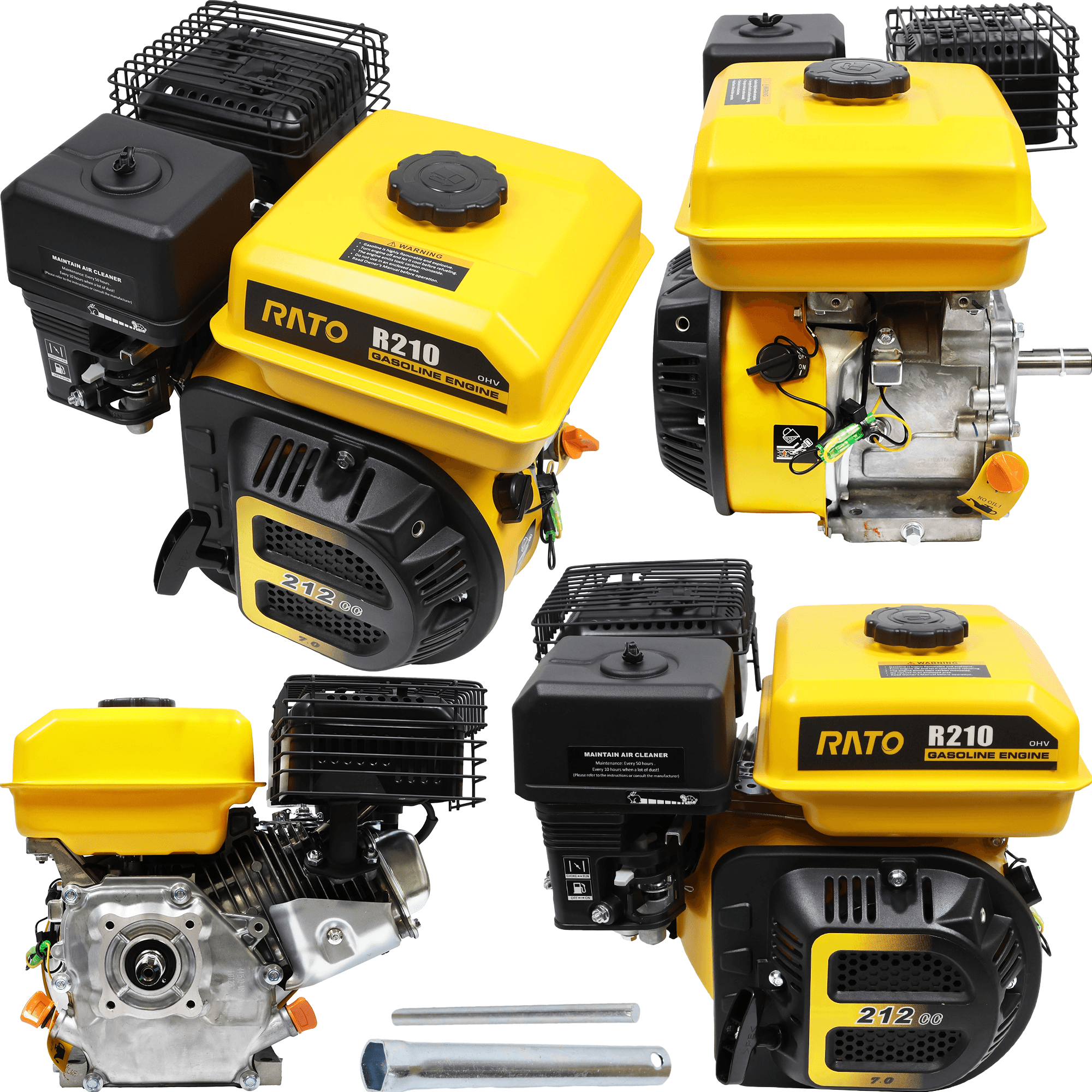 Rato R210 Combustion Engine - 4.2 kW / 3600 rpm - Shaft length 61 mm, shaft diameter 19.05mm - EURO 5 (replaces Zongshen ZSGB200/19,05/61)