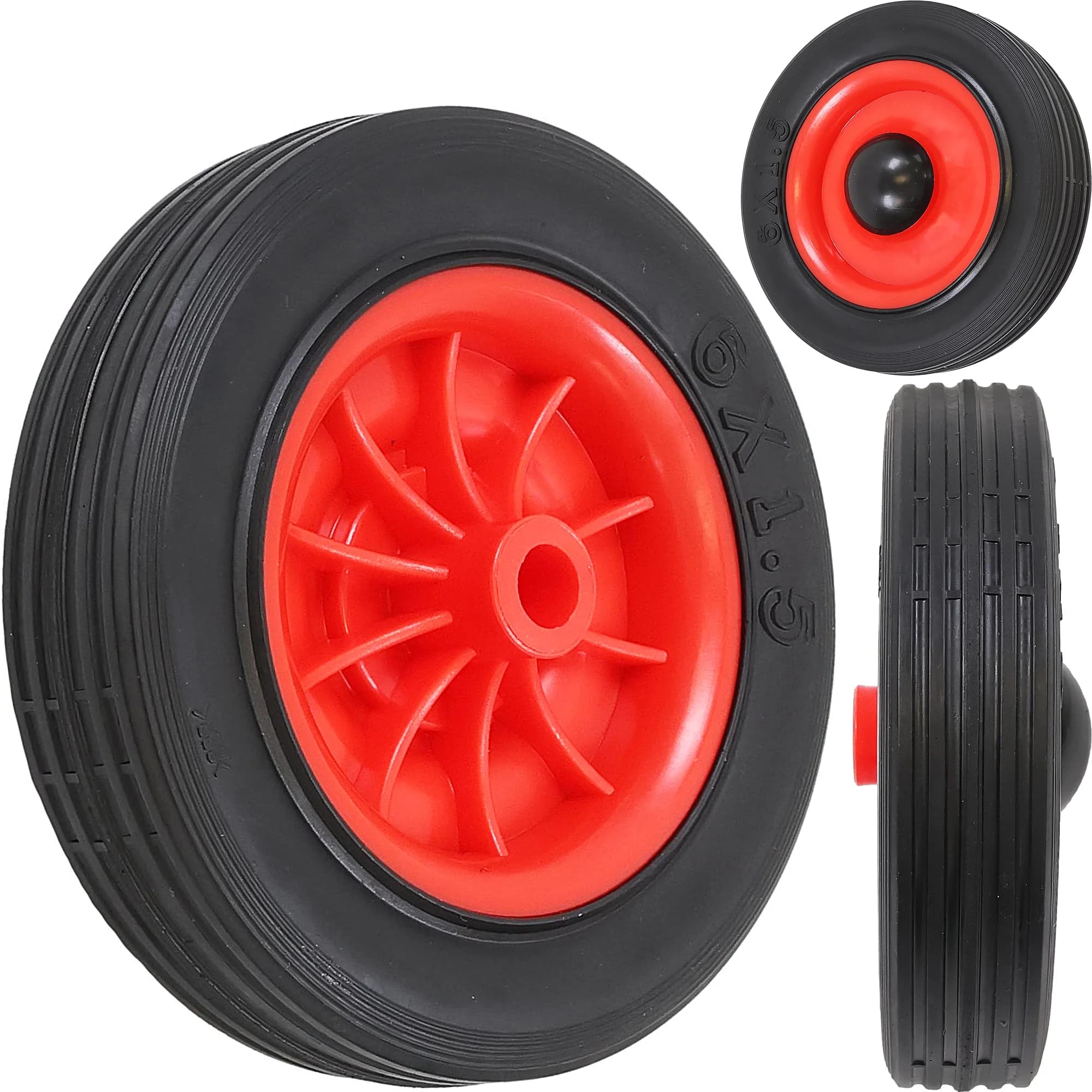 15 cm 6" Gasoline Lawn Mower Wheel with Bearing 12.7 mm Universal Rubber Wheel