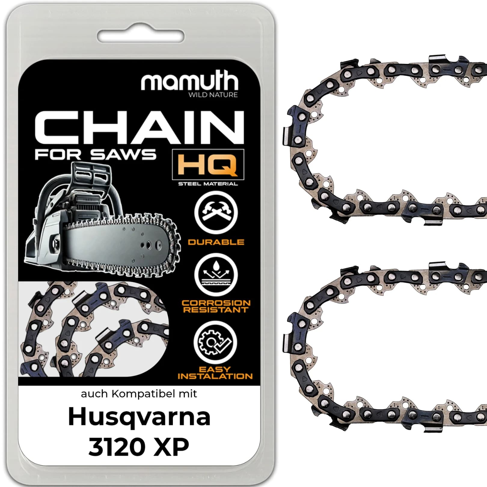 2x Chain 75cm 1.6mm 92 TG for Husqvarna 3120 XP