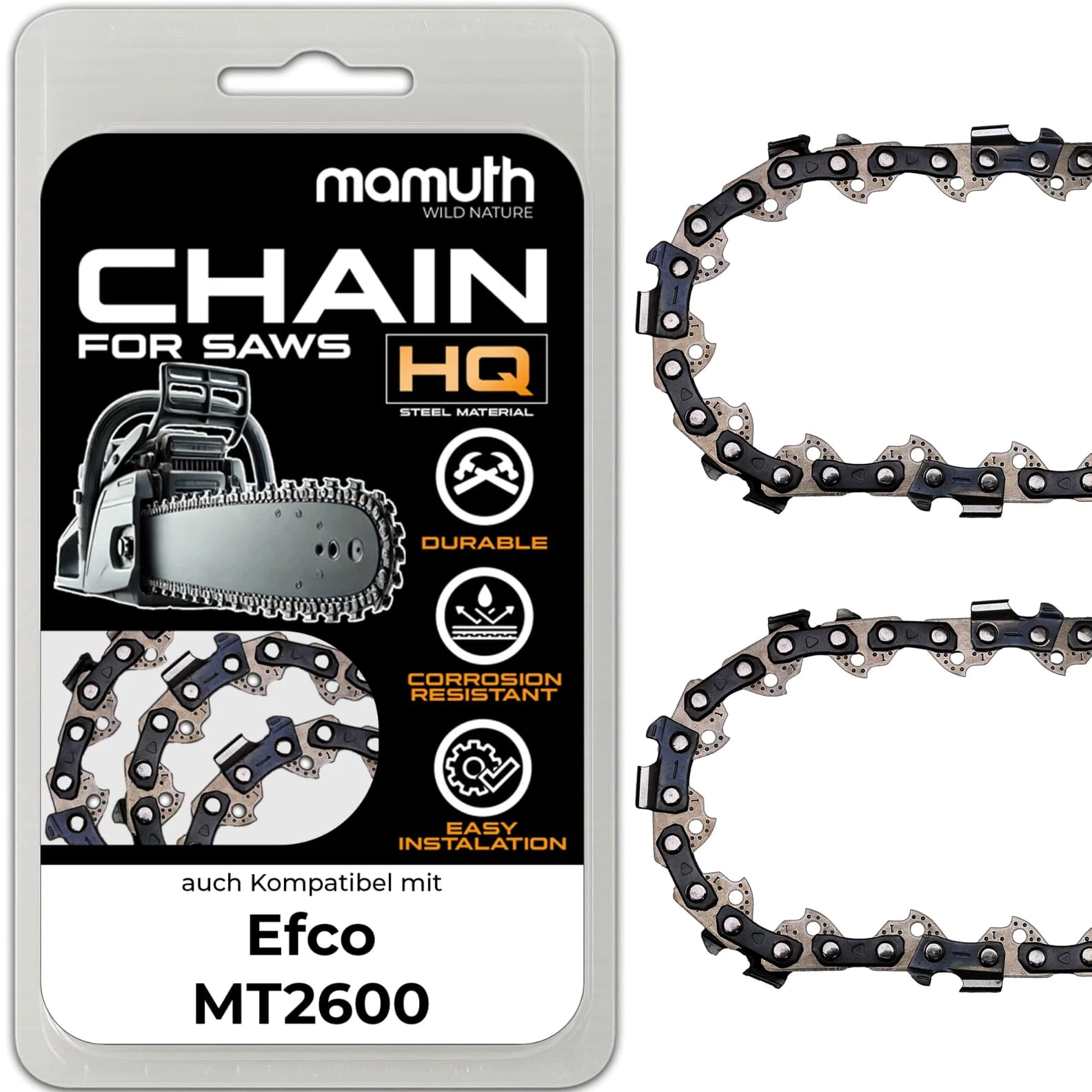 2x Chain 25cm 1.3mm 3/8" 40 TG for Efco MT2600