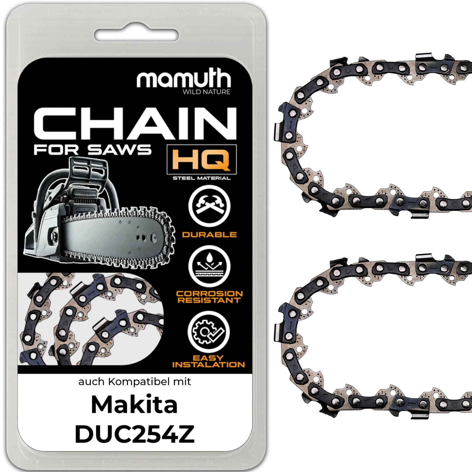 2x Chain 25cm 1.1mm 3/8" 40 TG TG for Makita DUC254Z