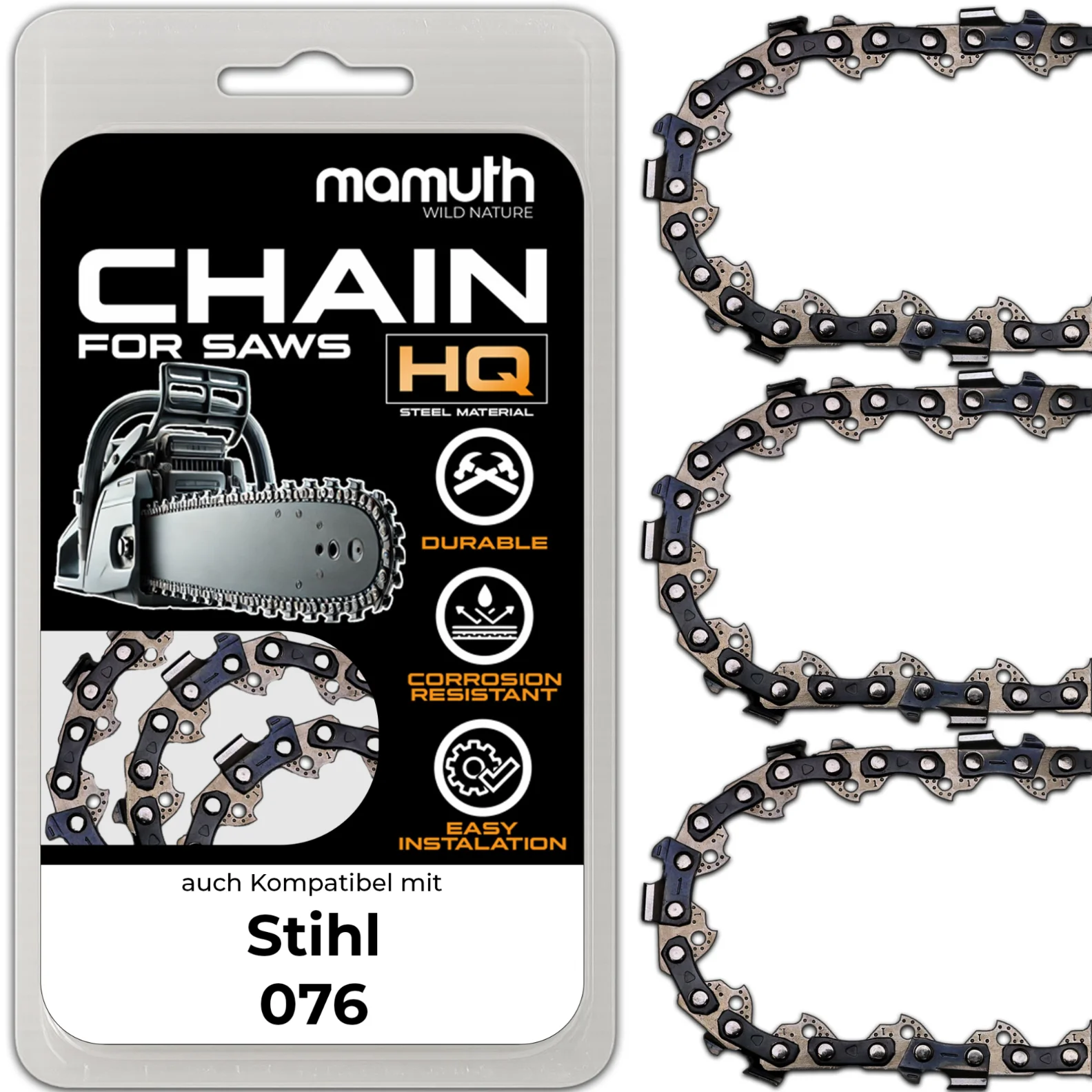 3x chainsaw chain 75cm 1,6mm 92 TG for Stihl 076