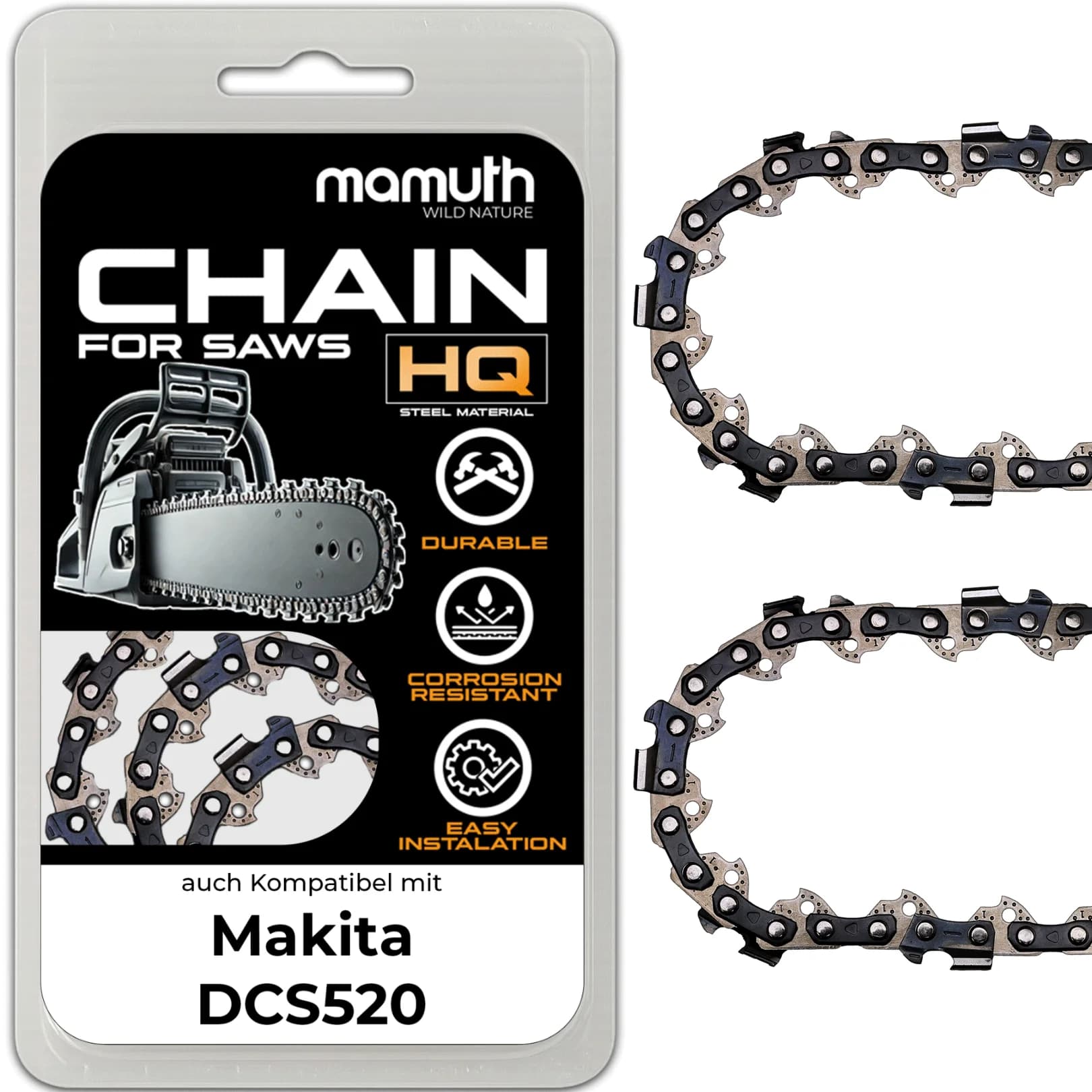 2x Chainsaw Chain 40cm 1.5mm 0.325" 66TG for Makita DCS520