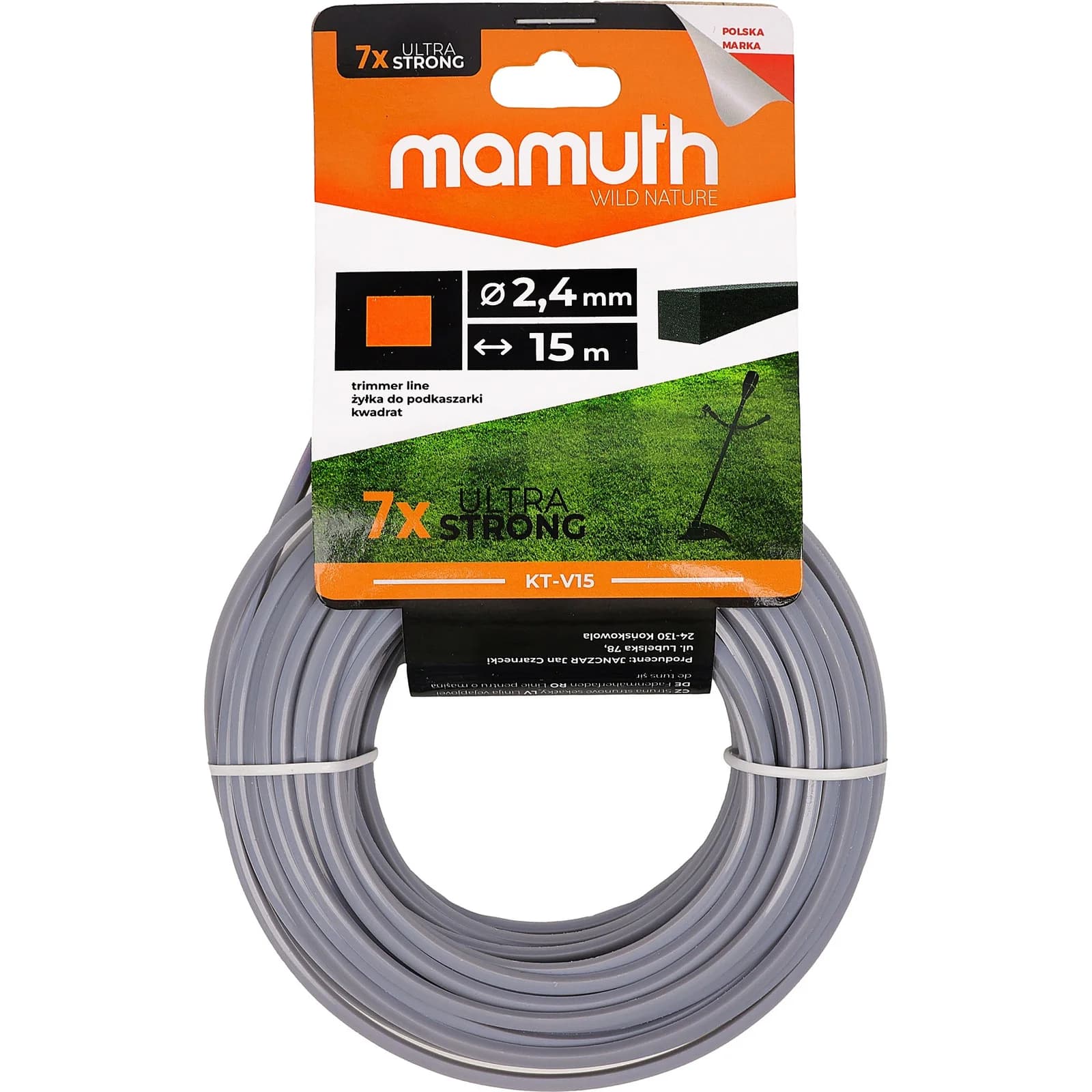 Mähfaden 2.4mm 15m QUADRATIC String trimmer replacement line for spool
