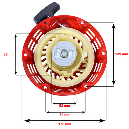 Pull-wire starter for Endress ESE 2000 A, ESE2000A generator starter
